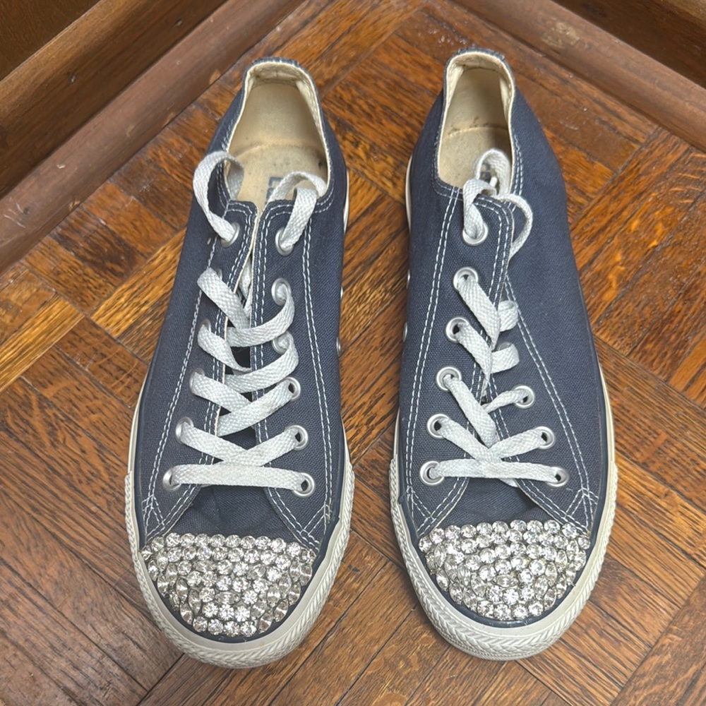 Converse Navy Sneakers with Rhinestone Accents